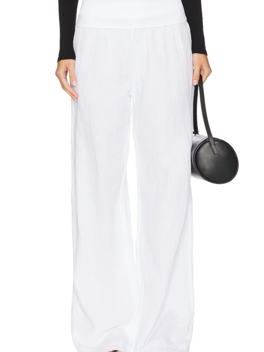Bobi Pant White Leg Fold Over Waist Revolve - Size S